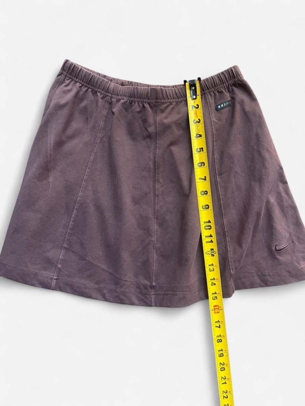 Nike Dri-Fit Brown Cotton Blend Sporty Skater Tennis Skirt, Drawstrings Sz Lg - Picture 5 of 6